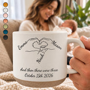 Adorable,Christmas,First Christmas,Gift For Mother,Gifts For Her,Icon,New Baby,New Mom - Christmas Gift For New Parents - Personalized Holding Hands Line Pottery Mug