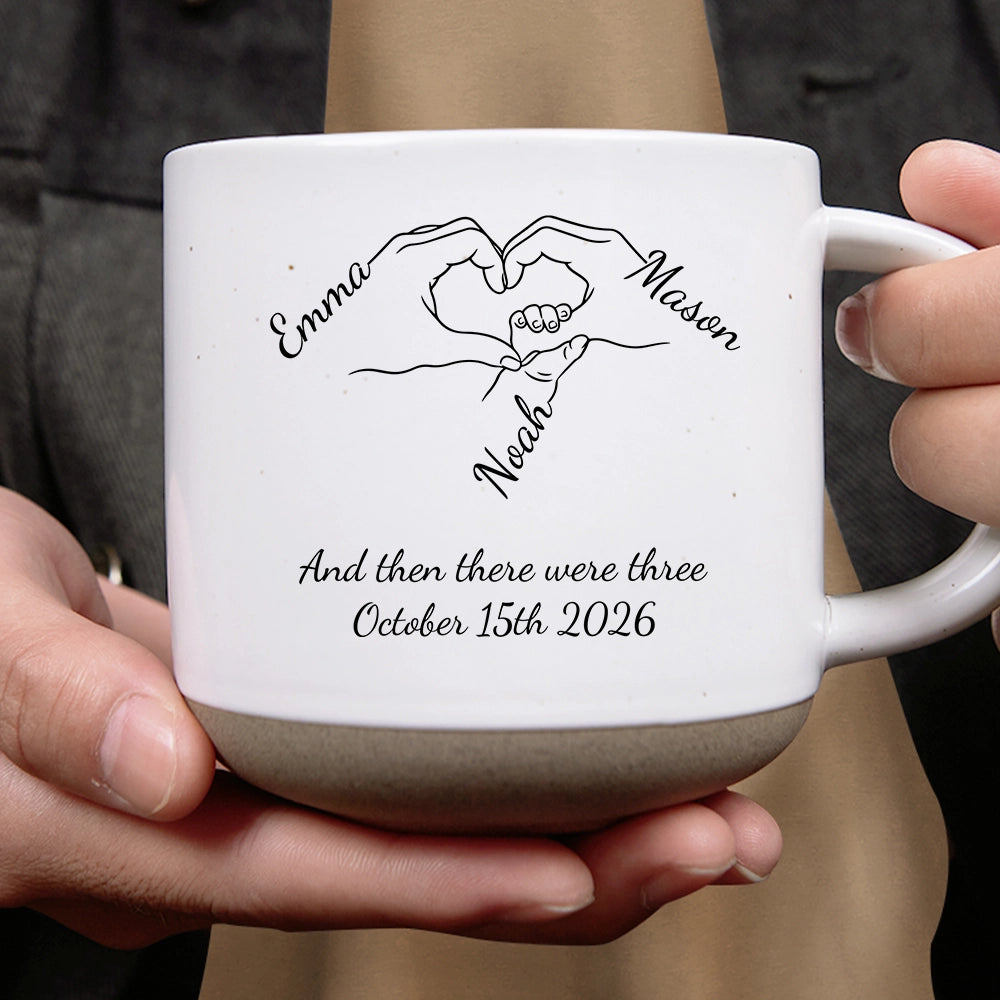 Adorable,Christmas,First Christmas,Gift For Mother,Gifts For Her,Icon,New Baby,New Mom - Christmas Gift For New Parents - Personalized Holding Hands Line Pottery Mug