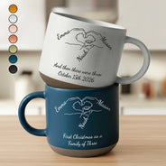 Adorable,Christmas,First Christmas,Gift For Mother,Gifts For Her,Icon,New Baby,New Mom - Christmas Gift For New Parents - Personalized Holding Hands Line Pottery Mug