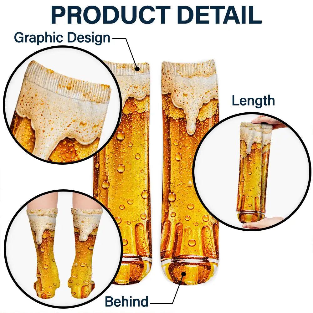 Christmas,Gift For Men,Gift For Yourself,Gifts For Him,Humorous,Icon - Funny Gag Gift For Husband Dad - Personalized Beer Wine Glass Illusion Socks