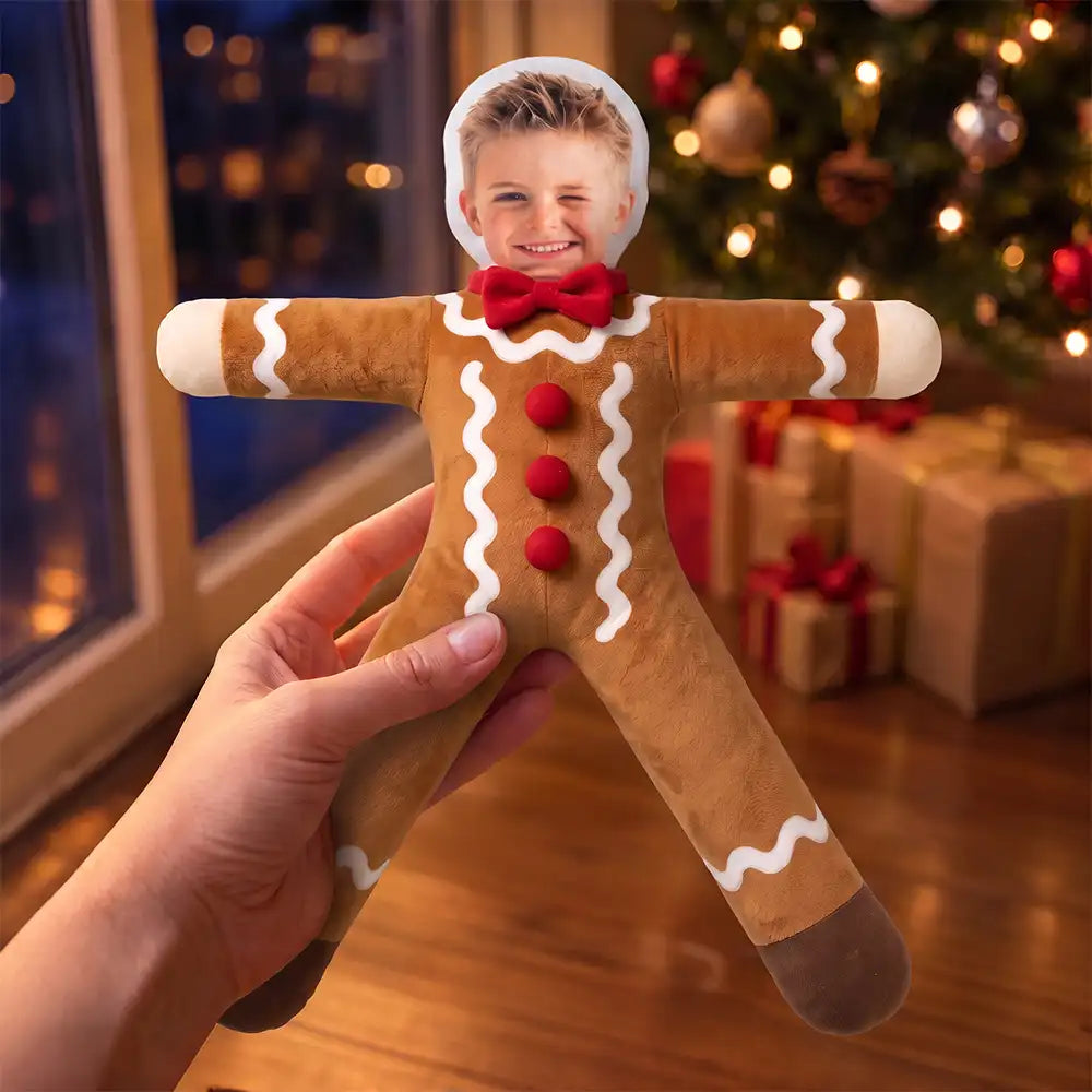 Art Design, Christmas, Custom Photo, Family, Humorous, Photo - Christmas Adult Poseable Body Doll - Funny Gift For Kids, Grandkids - Personalized Custom Photo Christmas Family Costume Santa Gingerbread Elf Poseable Plush Doll