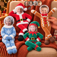 Art Design, Christmas, Custom Photo, Family, Humorous, Photo - Christmas Adult Poseable Body Doll - Funny Gift For Kids, Grandkids - Personalized Custom Photo Christmas Family Costume Santa Gingerbread Elf Poseable Plush Doll