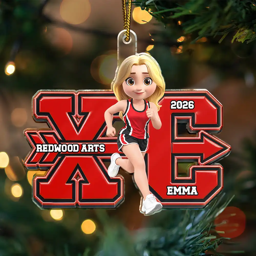 Christmas,Happy,Top Market,Vector - Christmas Keepsake Gift For Runner Grandkids - Personalized Cross Country Acrylic Ornament