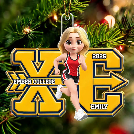 Christmas Keepsake Gift For Runner Grandkids - Personalized Cross Country Acrylic Ornament