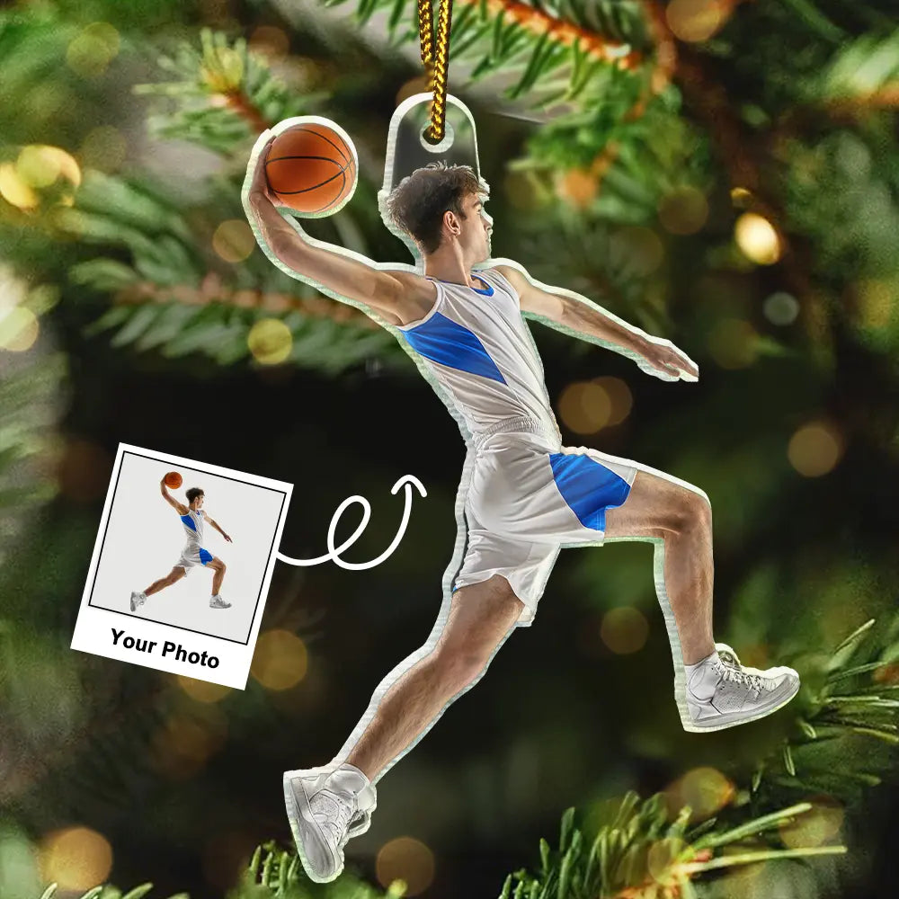 Gift For Yourself,Gift For Women,Gift For Men,Happy,Christmas,Custom Photo,Basketball,Photo Hobby Ornament - Custom Photo Basketball Players Christmas Decorations - Personalized Acrylic Photo Ornament