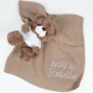 New baby,New Dad,New Mom,Gift For Kids,Happy - Birth Flower Line Art Custom Name - Personalized Embroidered Knitted Baby Blanket