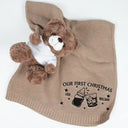New baby,New Dad,New Mom,Happy - Our First Christmas Together Newborn Baby With Daddy - Personalized Embroidered Knitted Baby Blanket