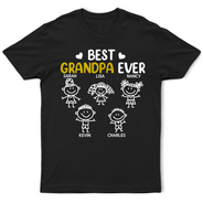 Gift For Grandpa,Gift For Grandparents,Gift For Father,Happy - Best Dad Grandpa Ever Kid Stick Figures - Personalized T Shirt