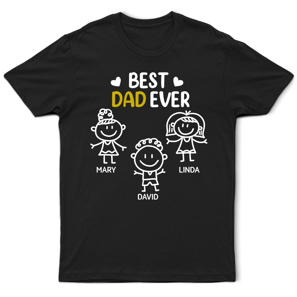 Gift For Grandpa,Gift For Grandparents,Gift For Father,Happy - Best Dad Grandpa Ever Kid Stick Figures - Personalized T Shirt