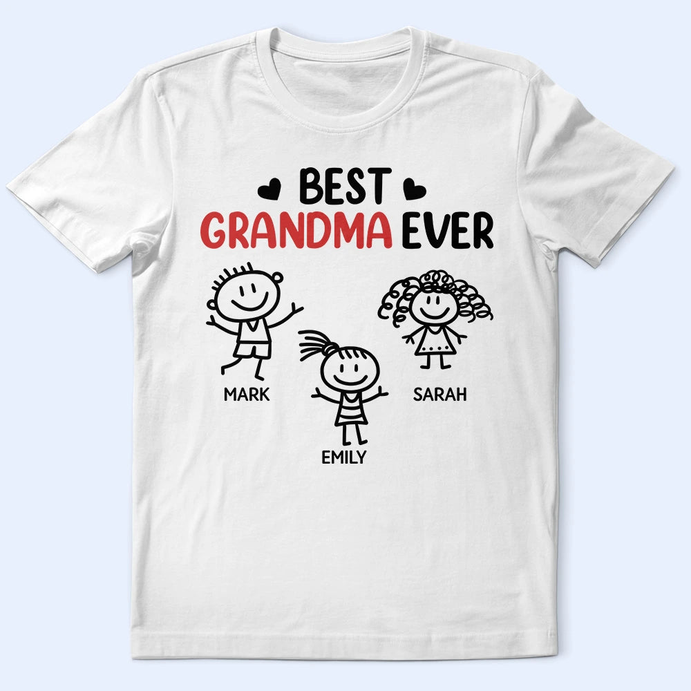 Gift For Grandpa,Gift For Grandparents,Gift For Father,Happy - Best Dad Grandpa Ever Kid Stick Figures - Personalized T Shirt