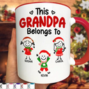 Gift For Grandpa,Gift For Grandma,Gift For Grandparents,Gift For Mother,Gift For Father,Christmas,Happy,Stick Figure - This Grandpa Grandma Belongs To Christmas Kid Stick Figures - Personalized Accent Mug