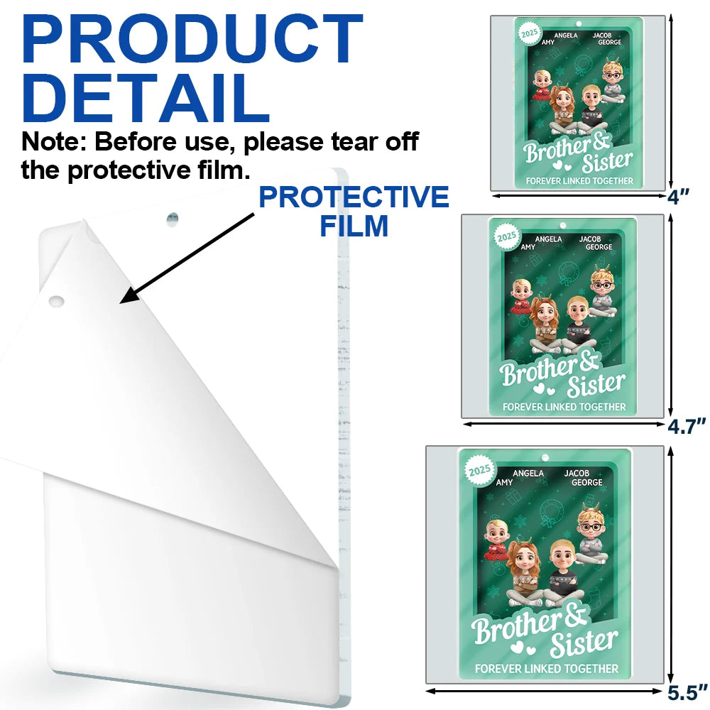 Gift For Brothers,Gift For Sisters,Cousin,Gift For Sibling,Happy,Christmas - Brothers & Sisters Forever Linked Together Toy Box - Personalized Custom Shaped Acrylic Ornament