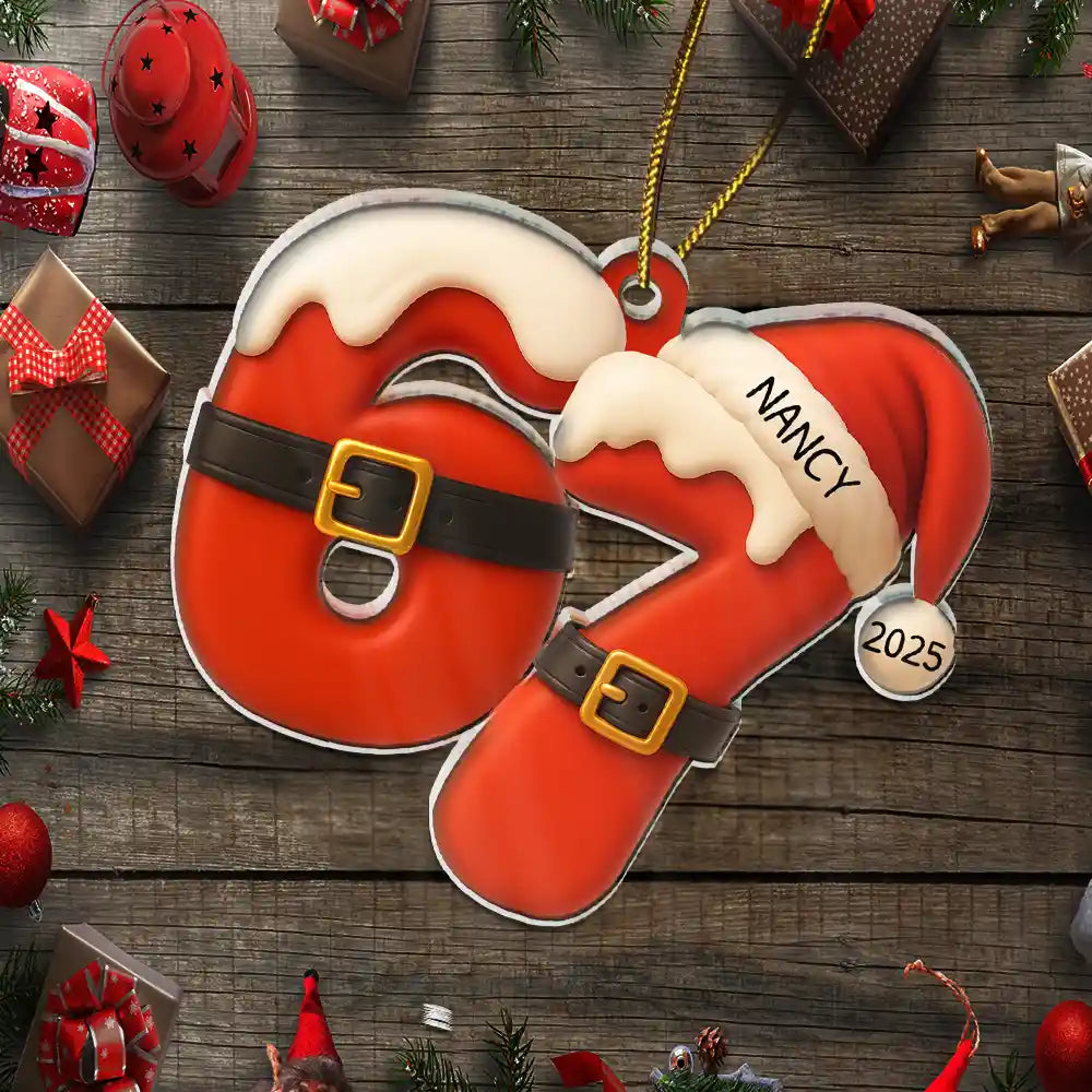 Gift For Kids,Gift For Grandkids,Funny,Christmas,Top Market - Six Seven Funny Slang Christmas Decoration - Personalized Custom Shaped Acrylic Ornament