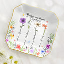Gift For Sisters,Gift For Bestie,Gift For Women,Happy - Birth Flower Sisters From The Same Garden - Personalized Lace Square Jewelry Dish