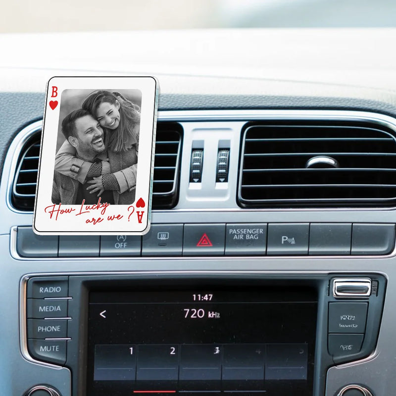 Gift For Couples,Old Couples,Gift For Husband,Gift For Wife,Gift For Boyfriend,Gift For Girlfriend,Love - Custom Photo Drive Safe Handsome Playing Card - Personalized Acrylic Car Vent Clip