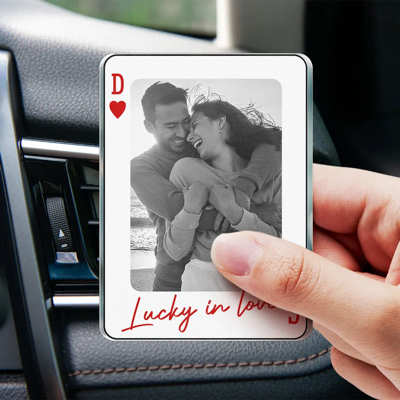 Gift For Couples,Old Couples,Gift For Husband,Gift For Wife,Gift For Boyfriend,Gift For Girlfriend,Love - Custom Photo Drive Safe Handsome Playing Card - Personalized Acrylic Car Vent Clip