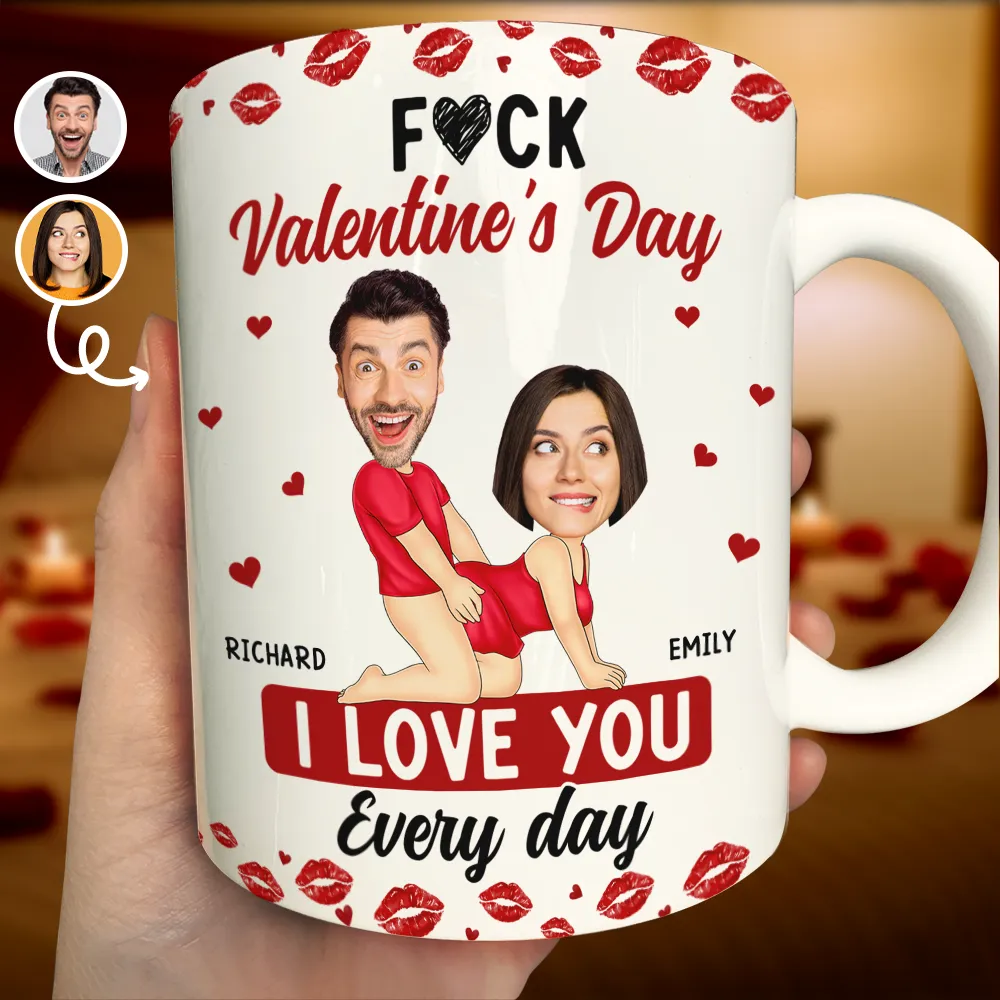 Custom Photo Couple I Love You Every Day - Personalized White Edge-to-Edge Mug