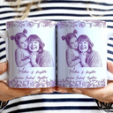 Custom Photo,Gift For Mother,Mom - Children,Happy - Custom Photo Pencil Sketch The Love Between Mother & Daughter - Personalized White Edge-to-Edge Mug