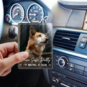 Pet Lovers,Pet Mom,Pet Dad,Dog Lovers,Dog Mom,Dog Dad,Cat Lovers,Cat Mom,Cat Dad,Happy,Custom Photo - Custom Photo Drive Safe Daddy We're Waiting At Door - Personalized Custom Shaped Acrylic Car Visor Clip