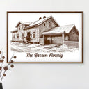 Family,Happy,Custom Photo - Custom Photo Pencil Sketch House Sketch Where Love Never Ends - Personalized Poster