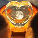 Gift For Couples,Gift For Husband,Gift For Wife,Gift For Boyfriend,Gift For Girlfriend,Parents,Gift For Mother,Gift For Father,Married ,Engaged,Love - Moon Phase The Beginning Of Our Forever - Personalized Crystal Heart Shaped Lamp