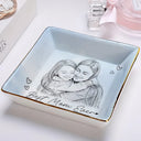 Gift For Mother,Gift For Father,Love,New Dad,New Mom,Photo - Pencil Sketch - Custom Photo Pencil Sketch Family Dog Cat Portrait - Personalized Ring Dish