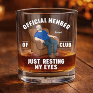 Gift For Father,Gift For Grandpa,Gift For Men,Non-Eng,Vector,Humorous - I'm Just Resting My Eyes - Personalized Whiskey Glass