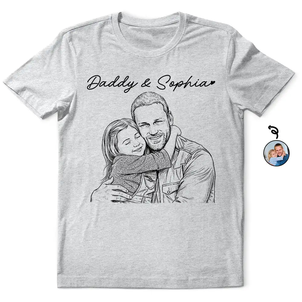 Gift For Father,New Dad,Gift For Grandpa,Top Market,Non-Eng,Photo - Pencil Sketch,Adorable - Custom Photo Pencil Sketch Best Dad Grandpa Ever Portrait - Personalized T Shirt