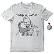 Gift For Father,New Dad,Gift For Grandpa,Top Market,Non-Eng,Photo - Pencil Sketch,Adorable - Custom Photo Pencil Sketch Best Dad Grandpa Ever Portrait - Personalized T Shirt