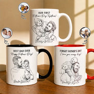 Gift For Grandpa,Gift For Father,Non-Eng,Photo - Pencil Sketch,Proud - Custom Photo Pencil Sketch We Love You Every Day - Personalized Mug