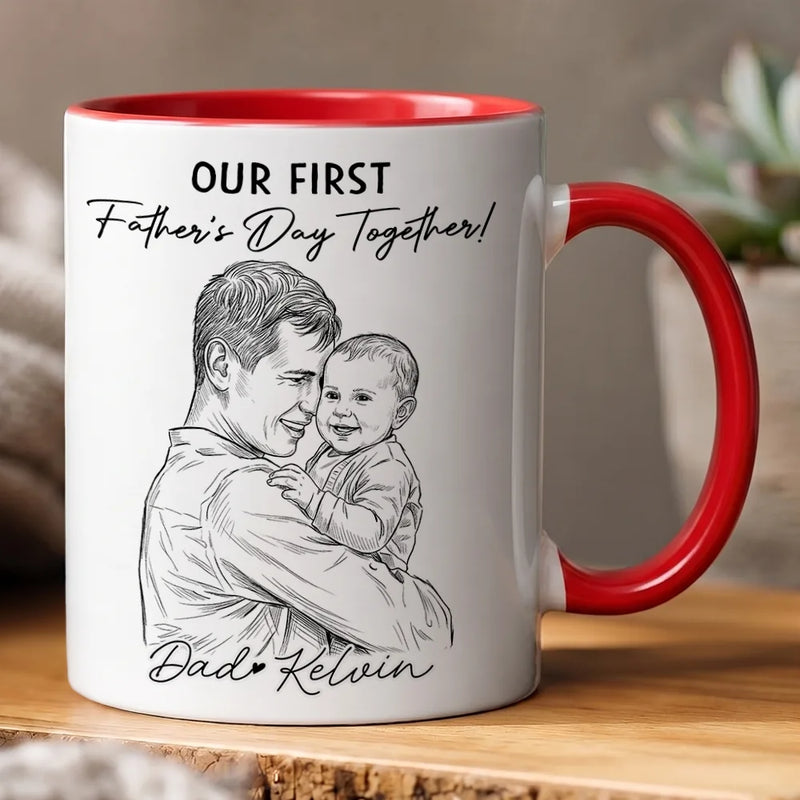 Gift For Grandpa,Gift For Father,Non-Eng,Photo - Pencil Sketch,Proud - Custom Photo Pencil Sketch We Love You Every Day - Personalized Mug