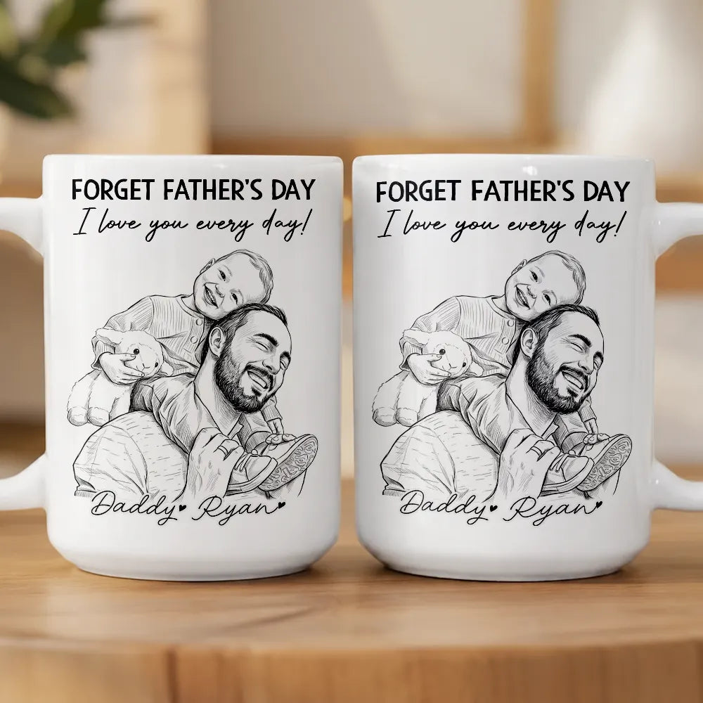 Gift For Grandpa,Gift For Father,Non-Eng,Photo - Pencil Sketch,Proud - Custom Photo Pencil Sketch We Love You Every Day - Personalized Mug