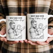 Gift For Grandpa,Gift For Father,Non-Eng,Photo - Pencil Sketch,Proud - Custom Photo Pencil Sketch We Love You Every Day - Personalized Mug