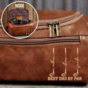 Gift For Grandpa,Gift For Father,Golf,Non-Eng,Icon,Proud - Best Dad Grandpa By Par Golf Clubs - Personalized Leather Toiletry Bag