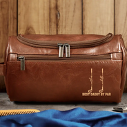 Gift For Grandpa,Gift For Father,Golf,Non-Eng,Icon,Proud - Best Dad Grandpa By Par Golf Clubs - Personalized Leather Toiletry Bag