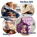 Christian,Gift For Wife,Gift For Girlfriend,Gift For Women,Gift For Aunt,Gift For Mother,Gift For Grandma,Gift For Daughter,Gift For Sisters,Gift For Bestie - Trust In The Lord With Birth Month Flower - Personalized Fleece Blanket, Sherpa Blanket
