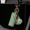 Gift For Women,Gift For Wife,Gift For Girlfriend,Gift For Yourself,Gift For Aunt,Gift For Mother,Gift For Grandma,Gift For Daughter,Gift For Sisters,Gift For Bestie - Makeup Girl With Custom Name - Personalized Leather Lipstick Case Keychain With Mirror