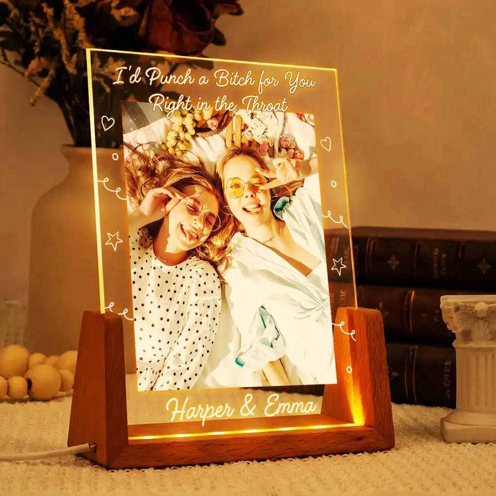 Old Best friends,Gift For Bestie - Custom Photo A True Friendship Is A Journey Without An End - Personalized Night Light