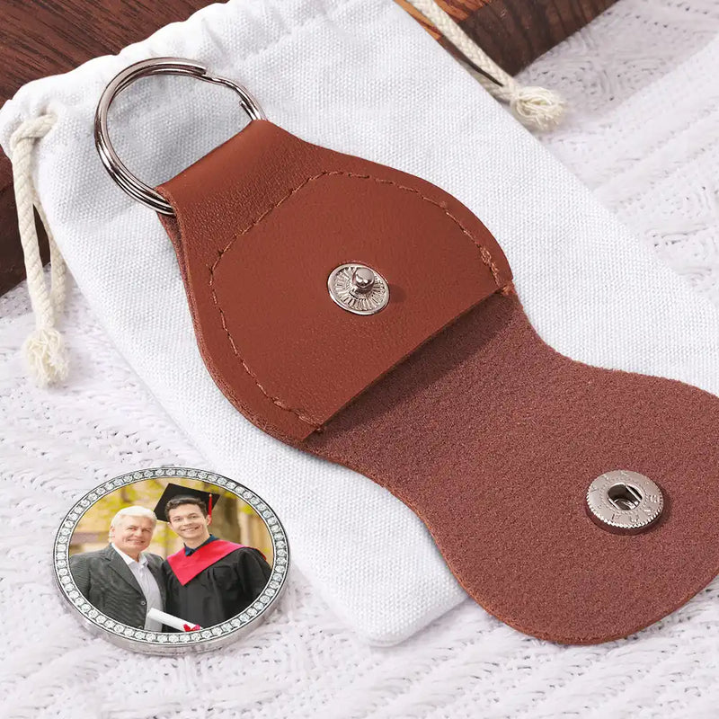 Graduation,Happy,Family,Love,Gift For Yourself,Gift For Daughter,Gift For Son,Gift For Sibling,Gift For Bestie - Custom Photo Calendar The Day the Journey Began Faux Rhinestone Border - Personalized Leather Pocket Hug