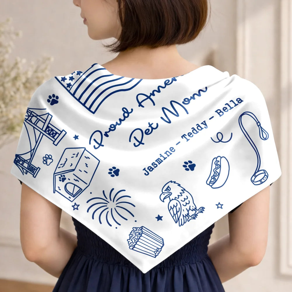 Gift For Yourself,Gift For Women,Happy,Independence Day,America 250th,Pet Mom,Dog Mom,Cat Mom,Playful - Proud American Dog Cat Mom Celebrating - Personalized Scarf