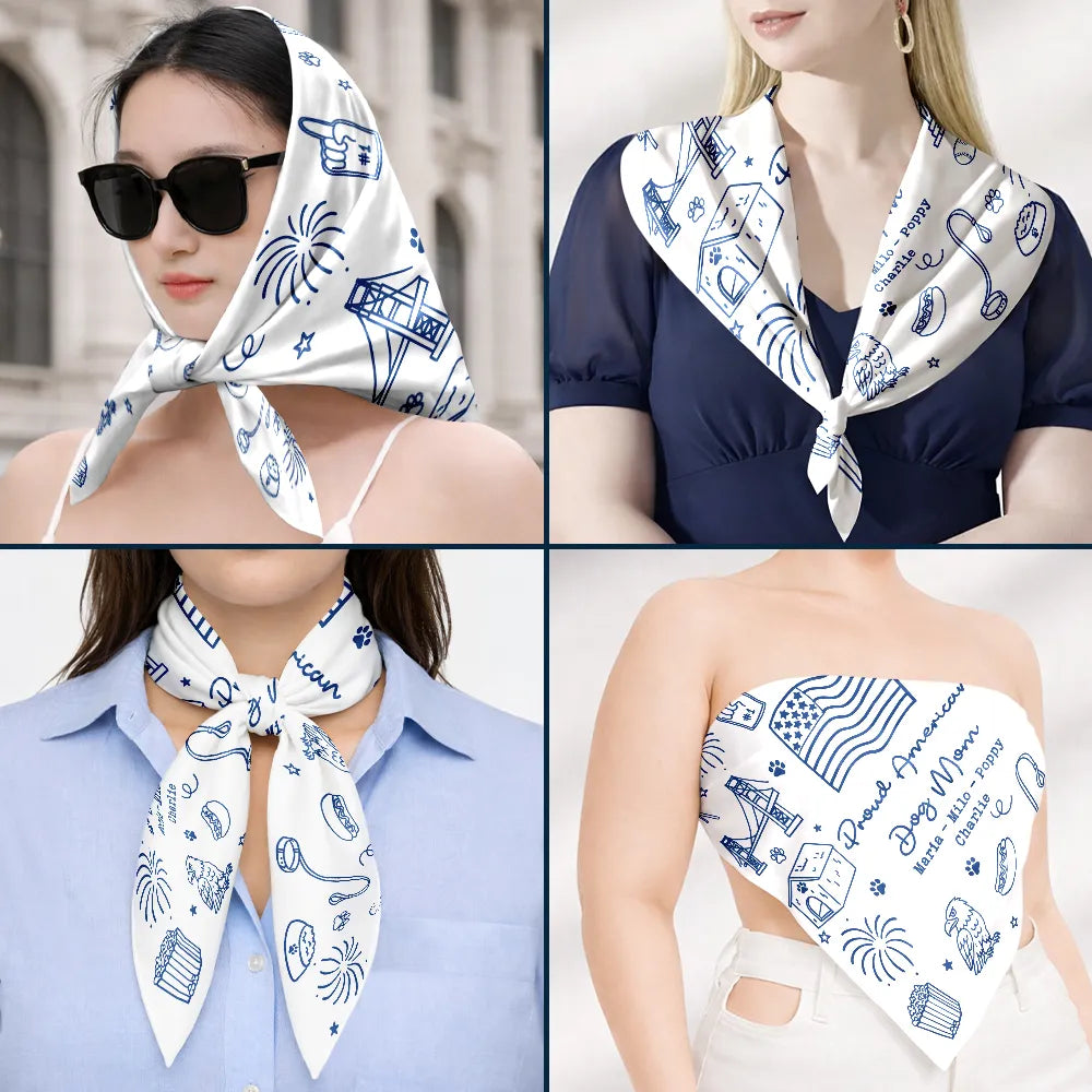 Gift For Yourself,Gift For Women,Happy,Independence Day,America 250th,Pet Mom,Dog Mom,Cat Mom,Playful - Proud American Dog Cat Mom Celebrating - Personalized Scarf