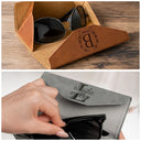 Happy,Gift For Men,Gift For Father,Gift For Grandpa,Gift For Couples,Gift For Husband,Gift For Boyfriend,Non-Eng,Icon,Confident - Custom Initial Name Eyeglasses Holder - Gifts For Him, Husband, Father, Grandpa - Personalized Leather Glasses Case