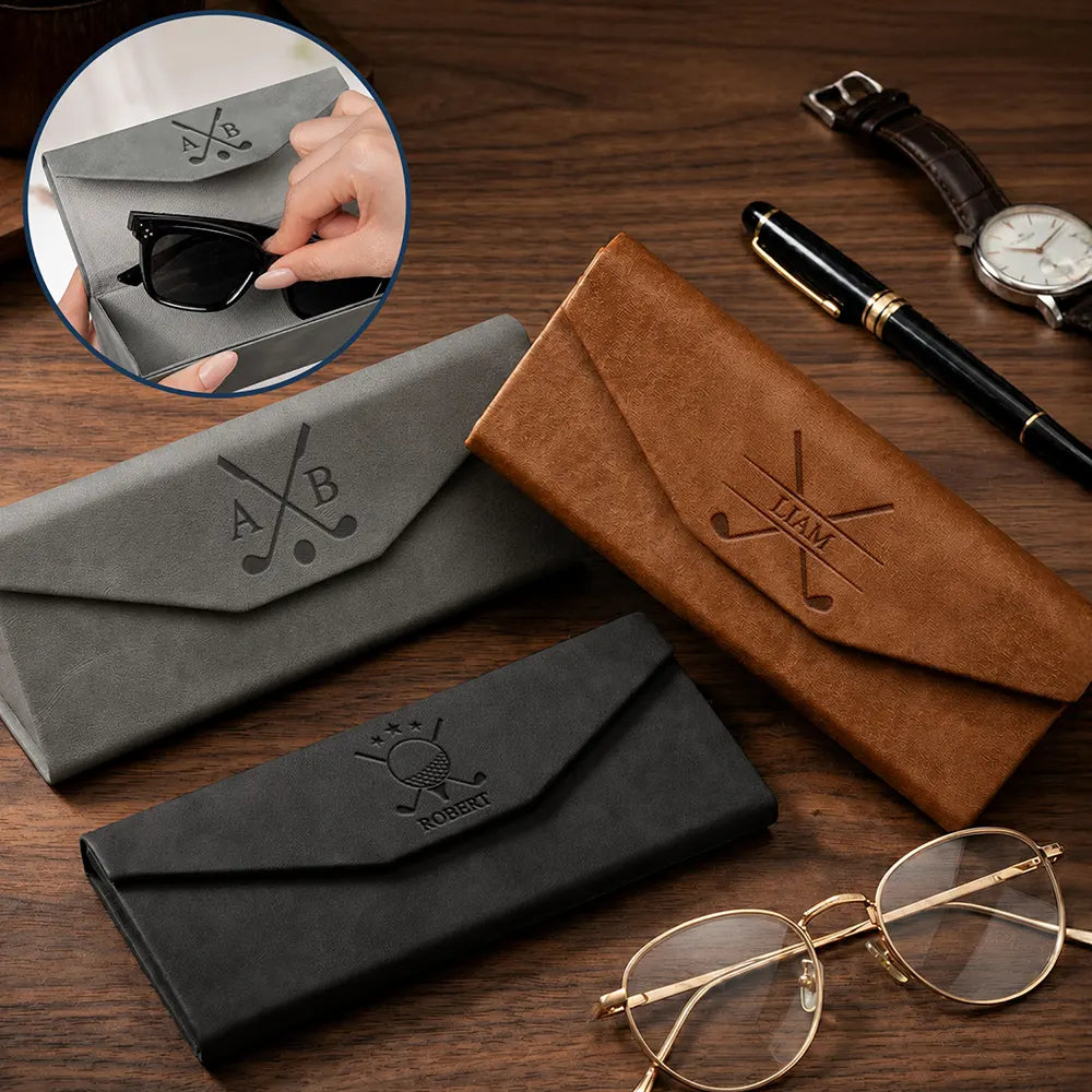 Custom Name Golfers Dad Gifts For Him, Father, Grandpa - Personalized Leather Glasses Case