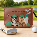 Gift For Men,Golf,Pet Lovers,Dog Lovers,Dog Dad,Cat Lovers,Cat Dad,Custom Photo,Dad's Hobby,Non-Eng,Photo,Icon,Playful - Custom Photo Best Dog Cat Dad By Par For Pet Lovers, Golf Lovers - Personalized Leather Golf Bag