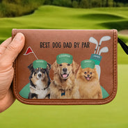 Gift For Men,Golf,Pet Lovers,Dog Lovers,Dog Dad,Cat Lovers,Cat Dad,Custom Photo,Dad's Hobby,Non-Eng,Photo,Icon,Playful - Custom Photo Best Dog Cat Dad By Par For Pet Lovers, Golf Lovers - Personalized Leather Golf Bag