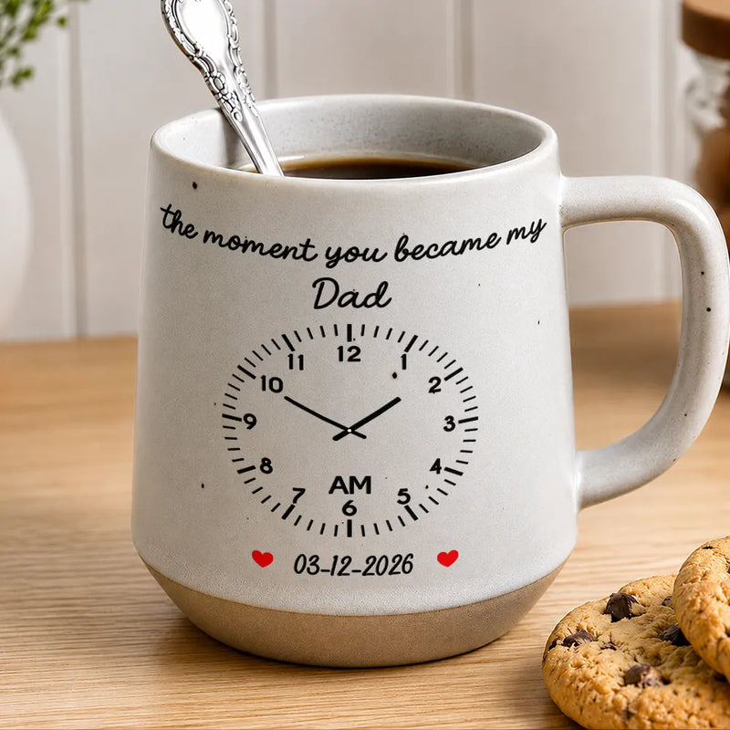 Custom Photo, Art Design, Gift For Father, New Dad, Adorable, Photo - Pencil Sketch - Bold-Custom Photo The Moment You Became My Dad Pencil Sketch For Him, Husband - Personalized Conical Mug