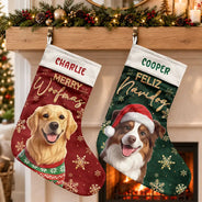 Art Design,Playful,Christmas,Pet Lovers,Photo - Christmas Accessories 3D Cartoon Pet - Custom Photo 3D Christmas Themed Pet Feliz Navidog Merry Woofmas - Personalized Christmas Stocking