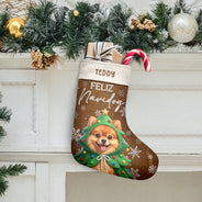 Art Design,Playful,Christmas,Pet Lovers,Photo - Christmas Accessories 3D Cartoon Pet - Custom Photo 3D Christmas Themed Pet Feliz Navidog Merry Woofmas - Personalized Christmas Stocking