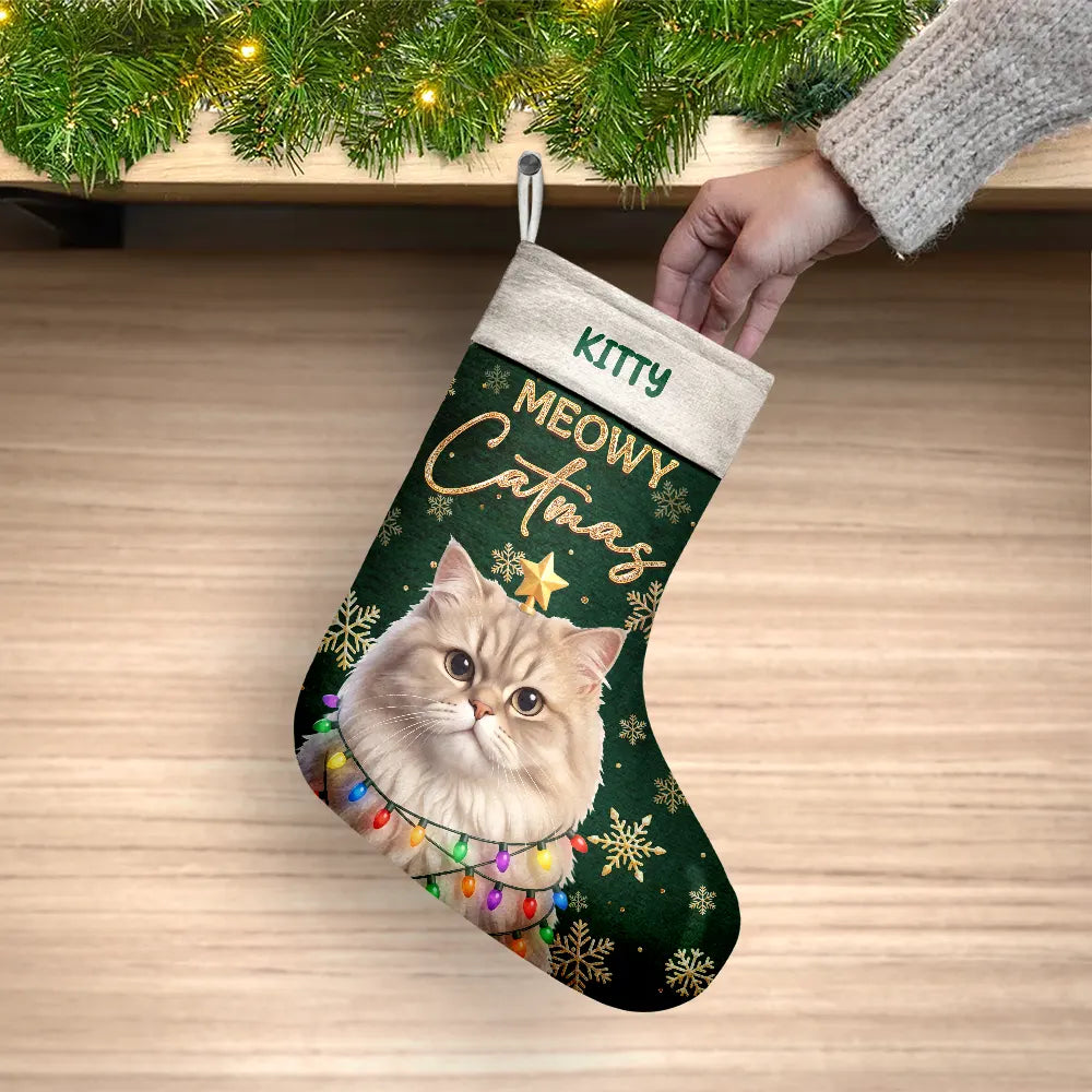 Art Design,Playful,Christmas,Pet Lovers,Photo - Christmas Accessories 3D Cartoon Pet - Custom Photo 3D Christmas Themed Pet Feliz Navidog Merry Woofmas - Personalized Christmas Stocking