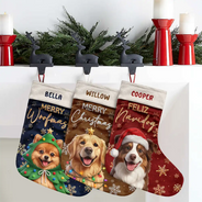 Art Design,Playful,Christmas,Pet Lovers,Photo - Christmas Accessories 3D Cartoon Pet - Custom Photo 3D Christmas Themed Pet Feliz Navidog Merry Woofmas - Personalized Christmas Stocking